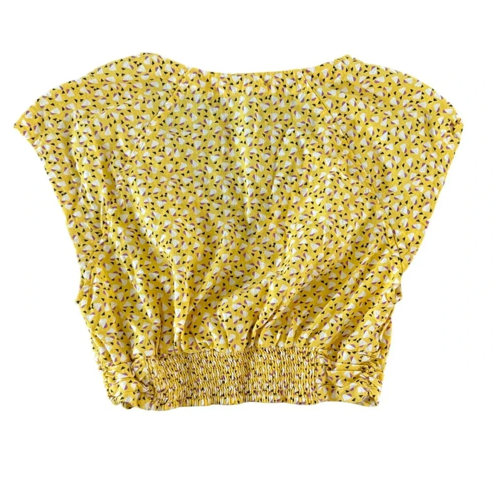 Free People Womens Havana Honey V-Neck Crop Top Linen Blend Small‎ Boho Chic $68